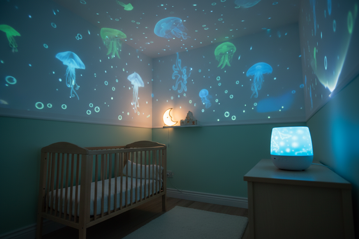 Veilleuse projection BEBE - Vagues océaniques et méduses