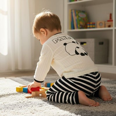 Pyjama bebe garçon assis de dos