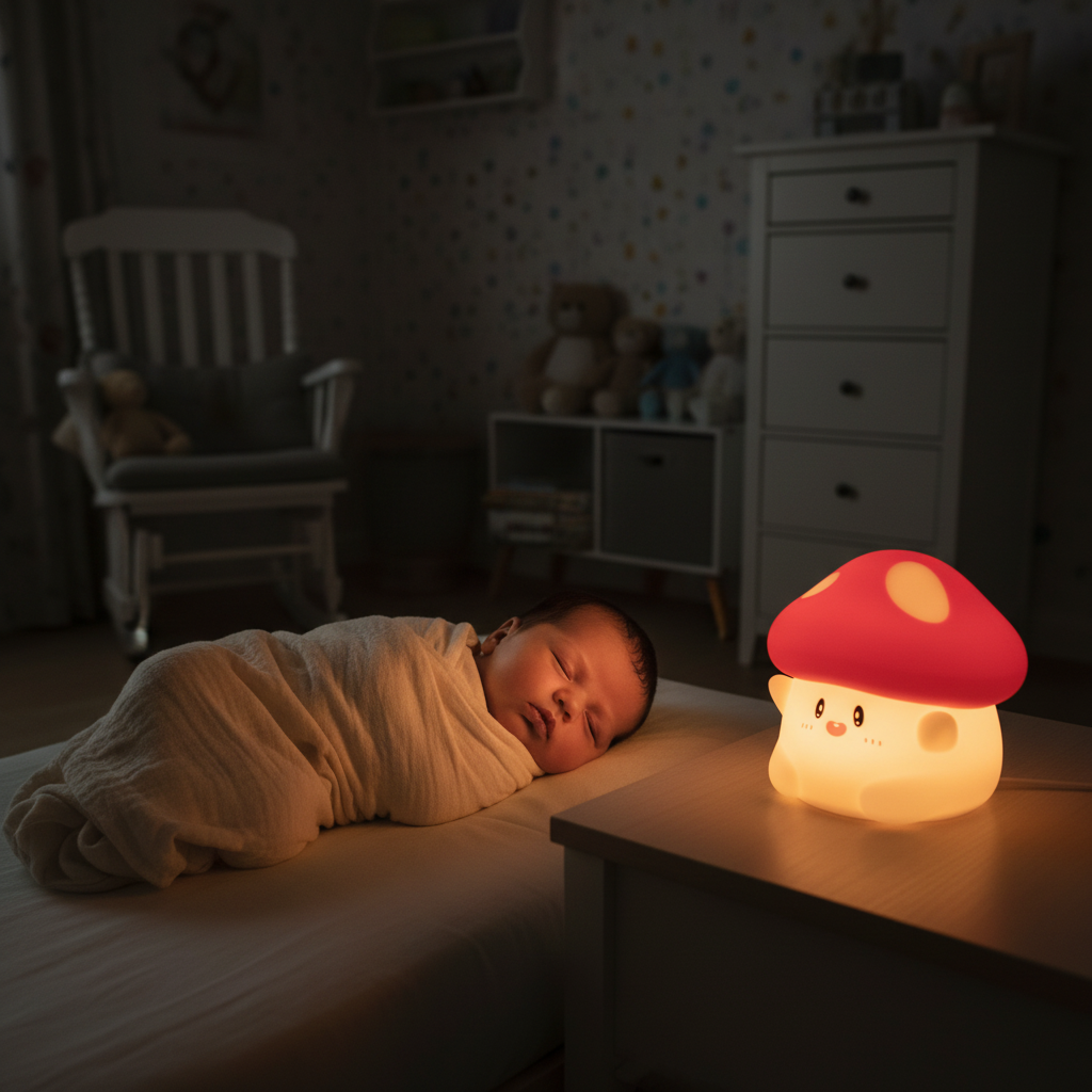 Bébé apaisé dans chambre douce