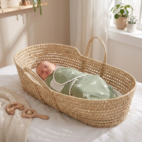 Bébé endormi gigoteuse emmaillotage verte