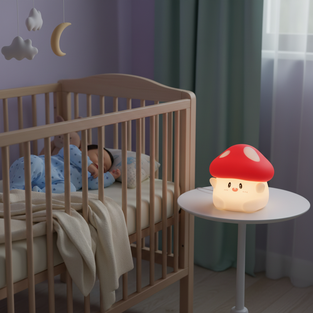 Bébé paisible veilleuse champignon