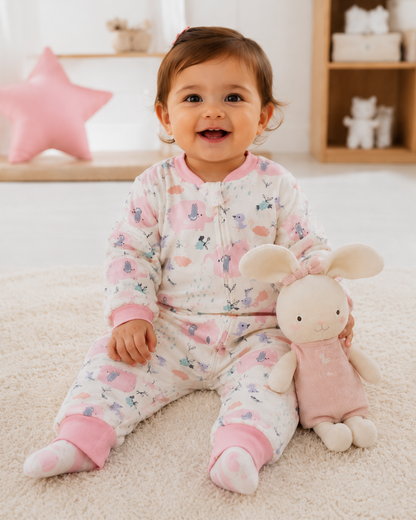 Bébé pyjama coton motifs roses idéale sommeil