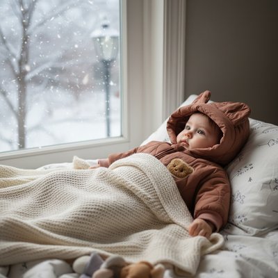 Gigoteuse bébé allongé sur lit