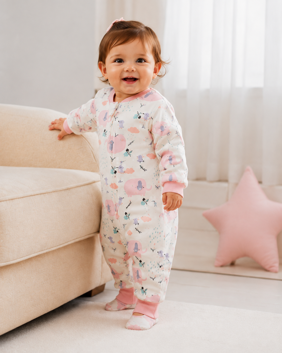 gigoteuse bébé fille coton fermeture éclair douce confortable jouer marcher dormir