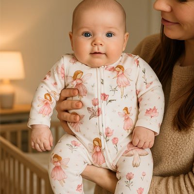 Pyjama bebe blanc motifs floreaux