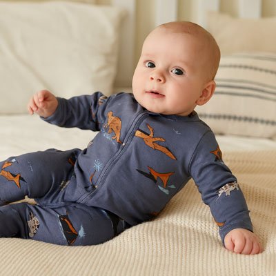 Pyjama bebe bleu marine motifs dinosaures