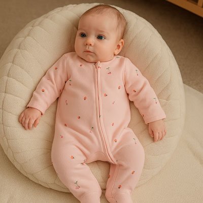 Pyjama bebe rose petits motifs floraux
