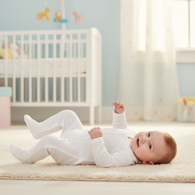 Pyjama blanc porté par bébé garçon