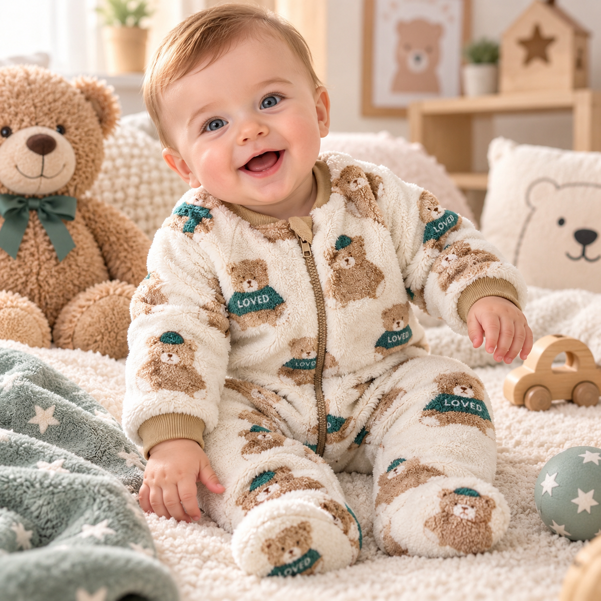 Pyjama BEBE garçon - Ours mignon | Polaire Douce