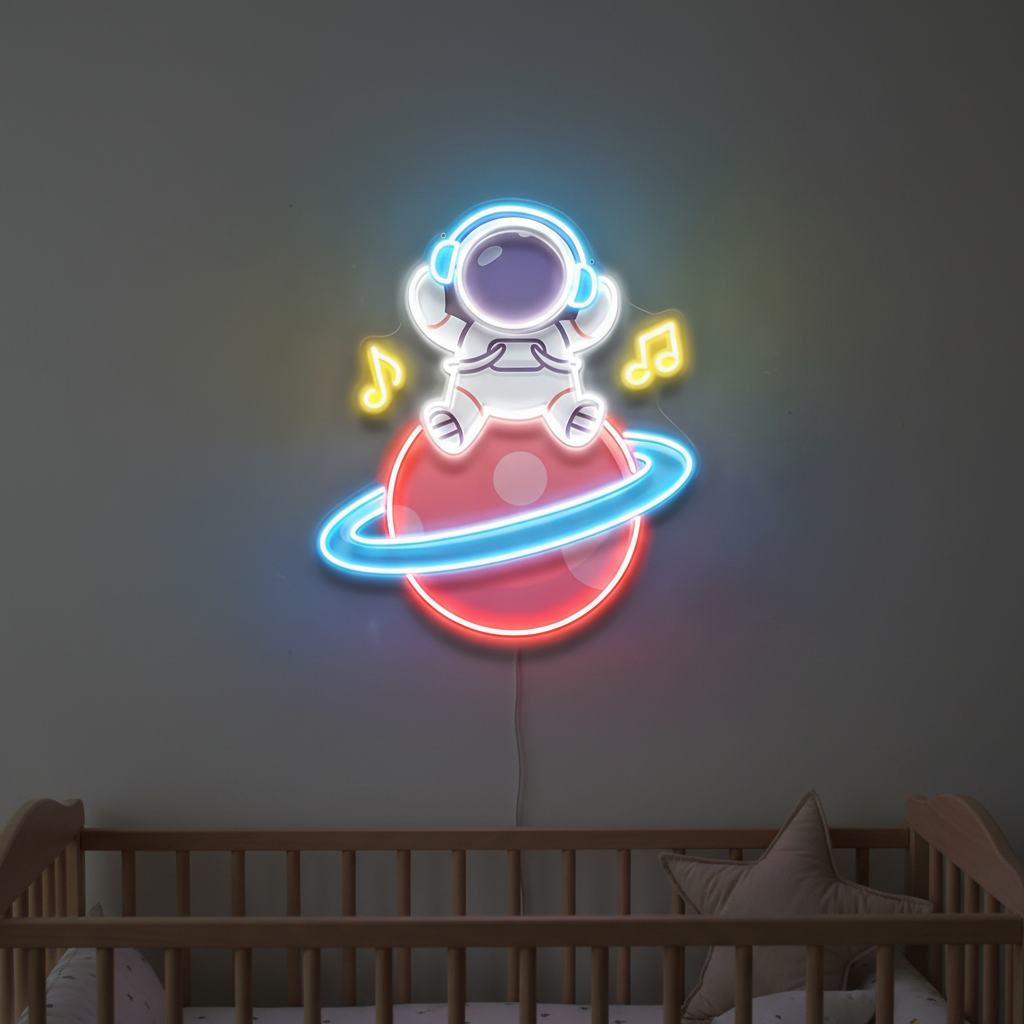 Veilleuse astronaute dans chambre bebe