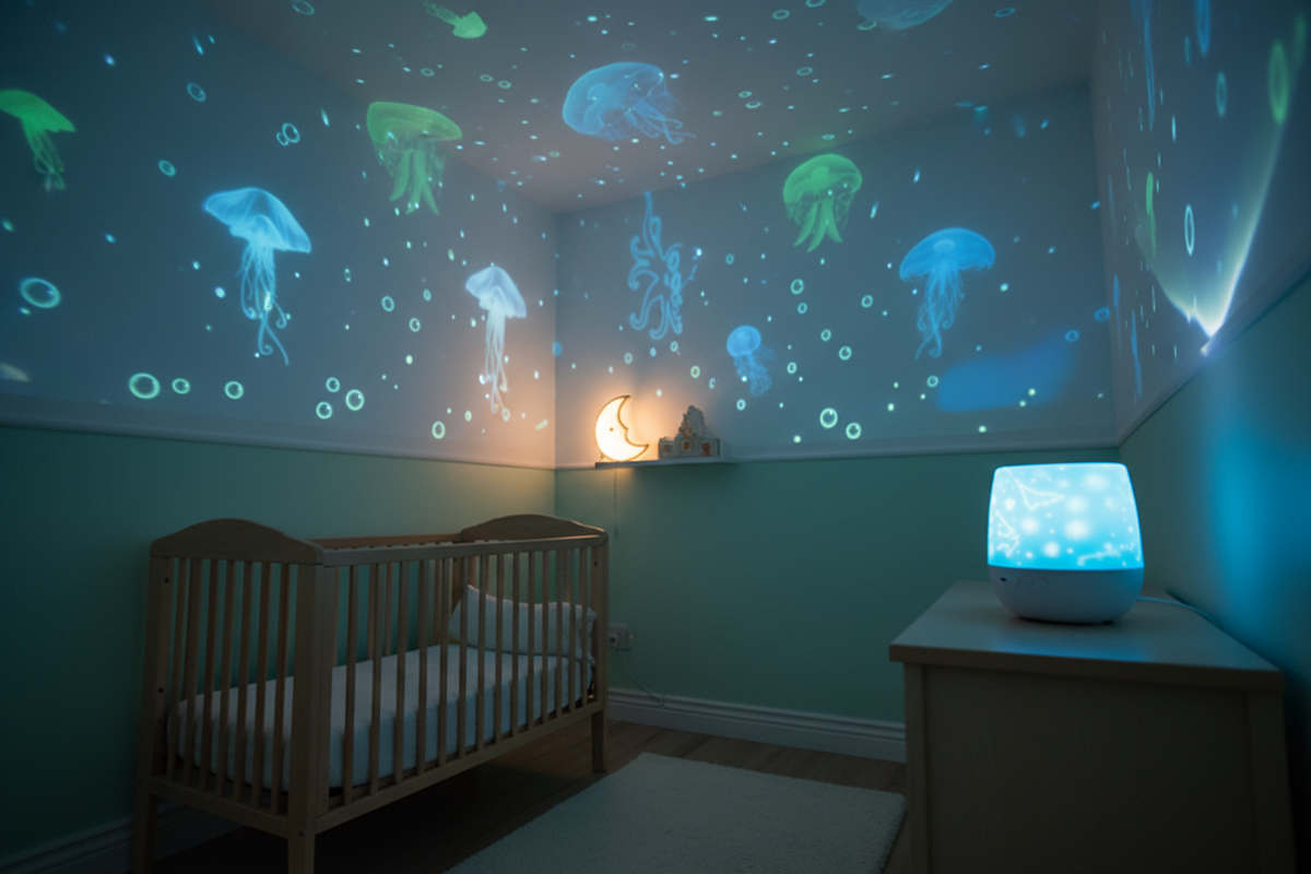 Veilleuse bébé projection océaniques méduses chambre